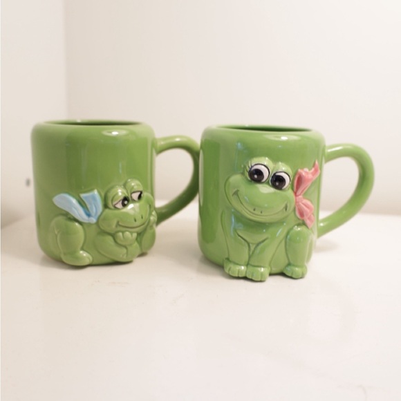 Green Frog Mug Set lovers gift for her gift for him couple - Picture 3 of 6